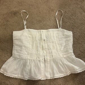 Zara White Lace Trimmed Top